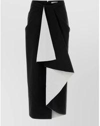 Givenchy - Wool Blend Asymmetric Midi Skirt Design - Lyst