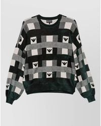 Emporio Armani - Checked Logo-Intarsia Crew-Neck Sweatshirt - Lyst