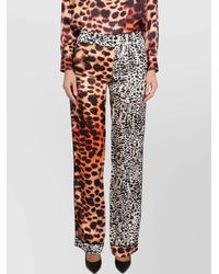 Roberto Cavalli - Silk Viscose Printed Wide-Leg Trousers - Lyst