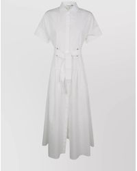 Max Mara - Cotton Belted Short Sleeve Midi Dress - Lyst