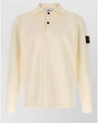 Stone Island - Fine-Knit Cotton Long-Sleeve Polo Shirt - Lyst