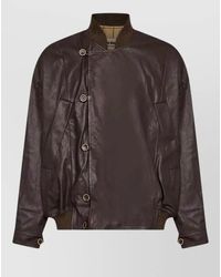 Uma Wang - Leather Ribbed-Collar Off-Center Jacket - Lyst