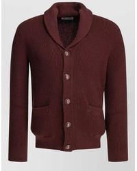 Brunello Cucinelli - Cotton Cardigan Shawl Collar Ribbed Pockets - Lyst