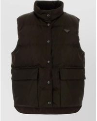 Prada - Renylon Down Jacket High Collar Pockets - Lyst