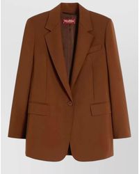 Max Mara - Tailored Jacket Nylon Silk Lapels Pockets - Lyst