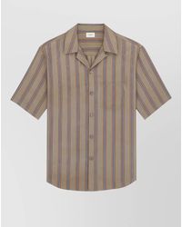 Saint Laurent - Cassandre Shirt Striped Cotton Twill Pocket - Lyst