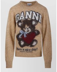Ganni - Alpaca Wool Graphic Crewneck Jumper - Lyst