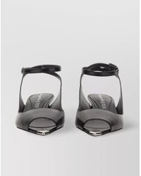 McQueen - Ankle Kitten Heel Sandal With Metal Tip - Lyst