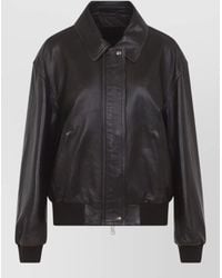 Prada - Lamb Leather Bomber Jacket - Lyst