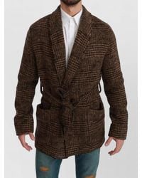 Dolce & Gabbana - Checkered Wool Robe Coat Wrap Jacket - Lyst