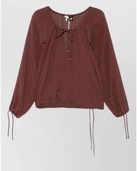 Loewe - Silk Cotton Blend Blouse Drawstring Neckline - Lyst