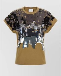 Nude - Sequin Detail T Shirt Round Neck Back Slit - Lyst