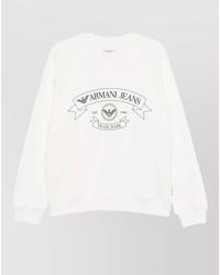 Emporio Armani - Cotton Logo Print Crew Neck Raglan Long Sleeve Sweatshirt - Lyst