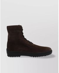 Tod's - Suede Ankle Boots With Round Toe And Rubber Sole - Lyst