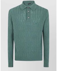 Etro - Cashmere Long Sleeve Polo Shirt - Lyst
