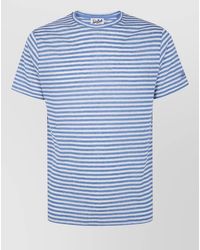 MC2 Saint Barth - Linen Crew Neck Striped Short Sleeves T Shirt - Lyst