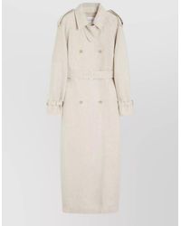 Max Mara - Linen Double-Breasted Belted Trench Coat - Lyst