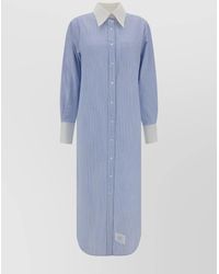 Thom Browne - Cotton Striped Embroidered Shirt Midi Dress - Lyst