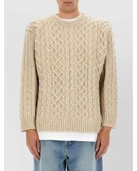 Moschino - Crew Neck Cable Knit Sweater - Lyst