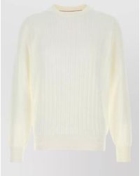Brunello Cucinelli - Cotton Crew Neck Sweater Ribbed Texture - Lyst