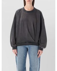 Isabel Marant - Cotton Pleated-Drape Crewneck Sweatshirt - Lyst