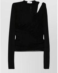 Self-Portrait - Cut Out Viscose Knit Long Sleeve Top - Lyst