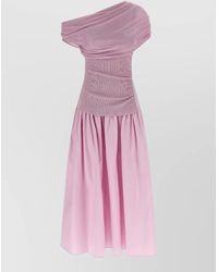 Self-Portrait - Draped Knit Off-Shoulder Midi Dress - Lyst