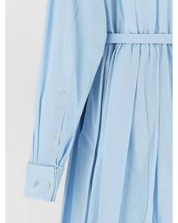 Prada - Cotton Poplin Belted Shirt Midi Dress - Lyst
