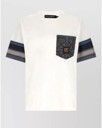 Dolce & Gabbana - Cotton Cargo Print Silk Insert Short-Sleeve T-Shirt - Lyst