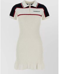 CASABLANCA - Viscose Blend Polo Dress Ribbed Ruffled - Lyst