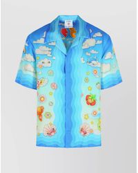 CASABLANCA - Graphic Print Silk Shirt With Short Sleeves - Lyst