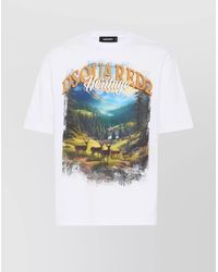 DSquared² - Cotton Logo Print Graphic Print Crew Neck Short Sleeve T-Shirt - Lyst