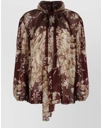 Dolce & Gabbana - Floral-Print Silk Tie-Neck Blouse - Lyst