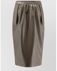 Stella McCartney - High Waist Pleated Midi Skirt Pockets - Lyst