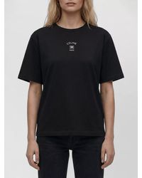 Celine - Ribbed Crew Neck Cotton Jersey Short-Sleeve T-Shirt - Lyst