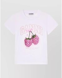 Ganni - Organic Cotton Slim-Fit Graphic T-Shirt - Lyst