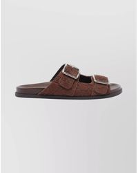 Gucci - Suede Leather Slide Sandals - Lyst