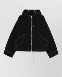 Ami Paris - Boxy Cropped Jacket With Zipper Closure - Lyst