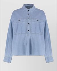 Isabel Marant - Cotton Denim Shirt Long Sleeves Pockets - Lyst