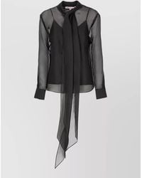 Carolina Herrera - Silk Foulard-Neck Long-Sleeve Blouse - Lyst