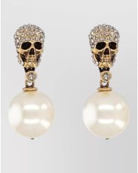 McQueen - Crystal-Embellished Skull Earrings - Lyst