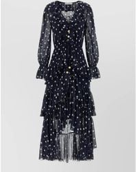 Self-Portrait - Polka Dot Georgette Ruffle Maxi' Dress - Lyst