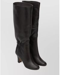 Ferragamo - Leather Ruched Knee-High Boots - Lyst