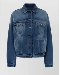 Prada - Denim Jacket With Chest Pockets And Long Sleeves - Lyst