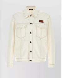 Fendi - Denim Jacket With Adjustable Hem And Chest Pockets - Lyst