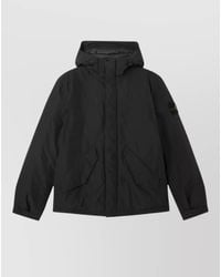 Stone Island - Hooded Down Coat Front Pockets Design - Lyst