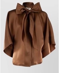Alberta Ferretti - Short Sleeve Satin Top Bow Detail - Lyst