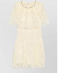 Self-Portrait - Knee Length Dress Lace Cape Sleeves - Lyst