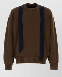 Sacai - Merino Wool Relaxed-Fit V-Neck Cardigan With Integrated Scarf - Lyst