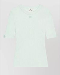 Courreges - Short Sleeve Rib Knit Top Buckle Detail - Lyst